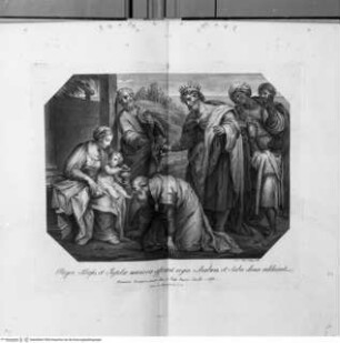 Serie nach den Fresken Domenichinos im Dom von Fano, Cappella Nolfi, das Leben der Maria und des Heilandes darstellend, Die Anbetung der Könige (Taf. [5])
