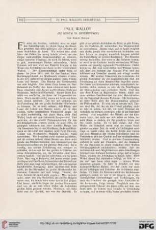Paul Wallot: (zu seinem 70. Geburtstage)