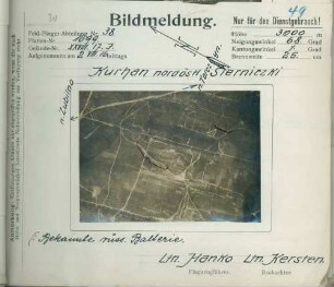 Foto von bekannten russischen Batterien bei Kurhan nordöstlich von Sierniczki [Sirnychky] (Luftbild)