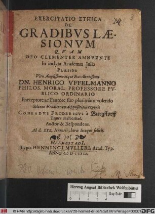 Exercitatio Ethica De Gradibus Laesionum
