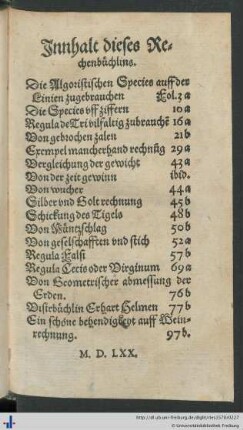 Innhalt dieses Rechenbüchlins