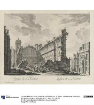 Die Kirche von San Nicolas. Nr. 5 (aus: Sammlung der schönsten Ruinen von Lissabon, verursacht durch das Erdbeben und das Feuer des ersten November 1755)