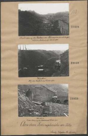Beschießung der Batterie von Premesques am 18.10.1915. Wall der Batterie im Winter 1915