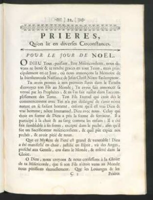 Prieres, Qu'on lit en diverses Circonstances