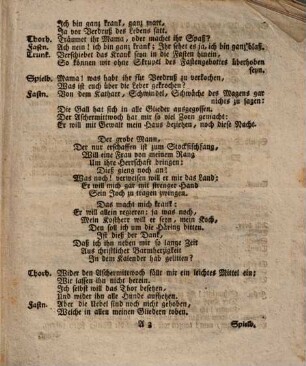 Die Kranke Fastnacht : Ein Singspiel. Auf Veranlassung des Schulhauses des heiligen Paulus zu Regensburg