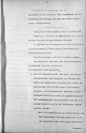Vorlagen welche nicht für die Oeffentlichkeit bestimmt sind., 25. Januar 1899