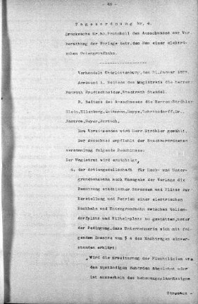 Vorlagen welche nicht für die Oeffentlichkeit bestimmt sind., 25. Januar 1899