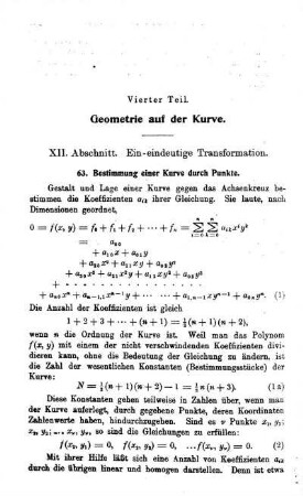 63. Bestimmung einer Kurve durch Punkte