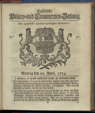Nro. 17, Montag den 22. April 1754