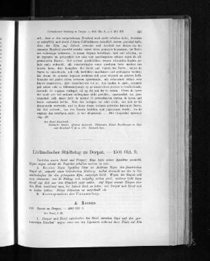 Livländischer Städtetag zu Dorpat. - 1501 Okt. 9.
