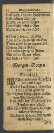 Morgen-Seegen am Sonntage