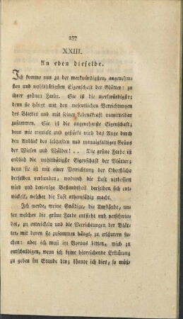 XXIII. An eben dieselbe.