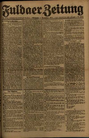Erste Ausgabe vom Mittwoch, den 03. Dezember 1919.
