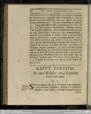 Caput Tertium. De cura Ecclesiae circa Canonem Novi Testamenti