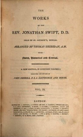 The Works of Jonathan Swift, 9