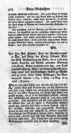 Beschreibung der Reise...nach dem nördl. Amerika.