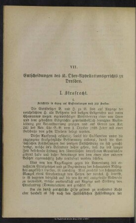 VII. Entscheidungen des K. Ober-Appellationsgerichts zu Dresden