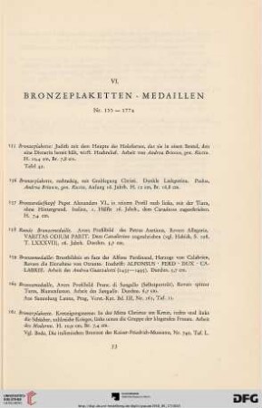 VI. Bronzeplaketten (Nr. 155-177)