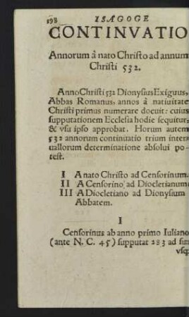 Continuatio Annorum à nato Christo ad annum Christi 532.