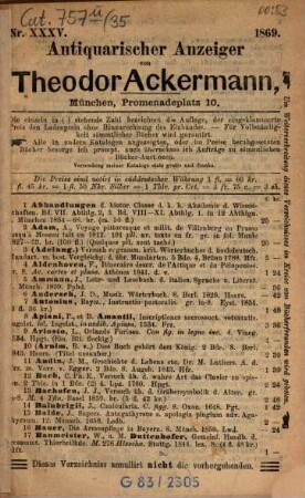 Antiquarischer Anzeiger. 35. 1869