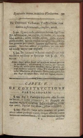 Caput V. De Constructione Participiorum. - Caput VIII. De Constructione Coniunctionum.