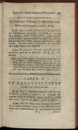 Caput V. De Constructione Participiorum. - Caput VIII. De Constructione Coniunctionum.