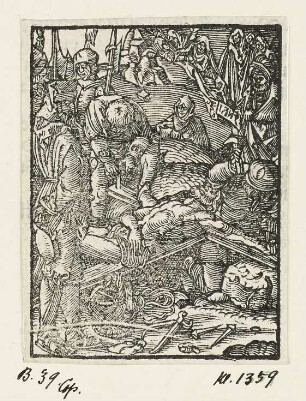 Christus wird an das Kreuz genagelt