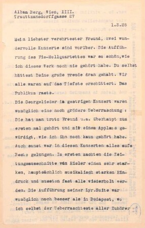 Alban Berg (1885 - 1935) Autographen: Brief von Alban Berg an Arnold Schönberg - BSB Autogr.Cim. Berg, Alban