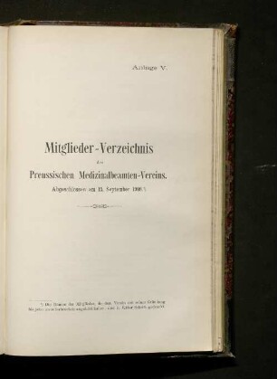 Mitglieder-Verzeichnis des Preussischen Medizinalbeamten-Vereins.