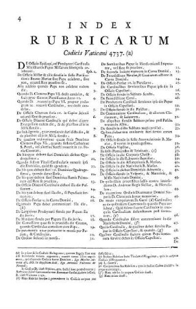 Index Rubricarum Codicis Vaticani 4737. (a)