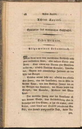 Achtes Kapitel. Spielarten des menschlichen Geschlechts