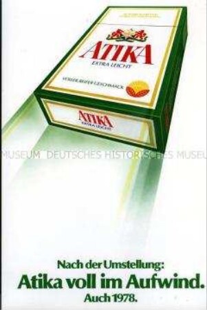 Werbebroschüre für "Atika"-Zigaretten, "Nach der Umstellung: Atika voll im Aufwind. Auch 1978."