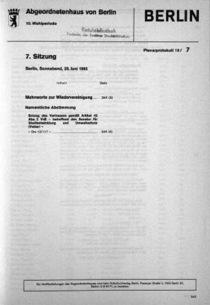Nr. 7, 29. Juni 1985