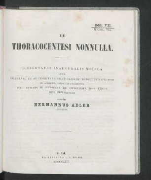 De Thoracocentesi Nonnulla.