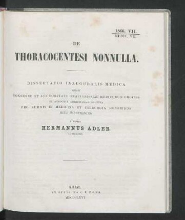 De Thoracocentesi Nonnulla.