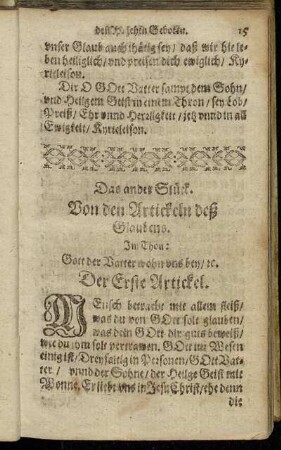 Das ander Stück. Von den Artickeln deß Glaubens.