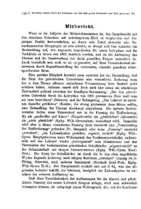 Inwiefern werden durch die Lehrpläne von 1901 dem griechischen Unterricht auf dem Gymnasium neue Ziele gewiesen und inwieweit sind Änderungen im Unterrichtsverfahren erforderlich? : [Mitbericht]