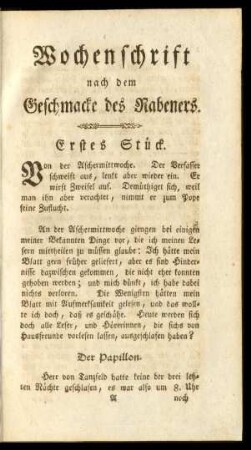 Erstes Stück. - Sechstes Stück.