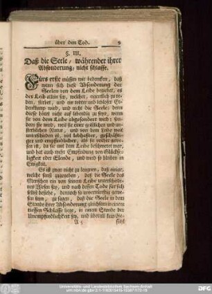 §. III. Daß die Seele, währender ihrer Absonderung, nicht schlaffe.