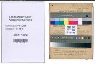 Entnazifizierung Franz Wolff , geb. 03.07.1902 (Rangierer)