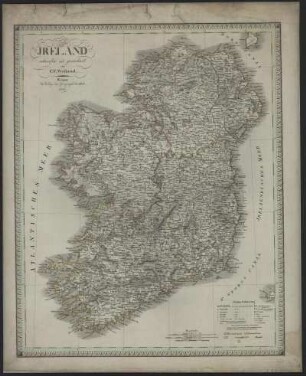 Karte von Irland, ca. 1:850 000, Kupferstich, 1827