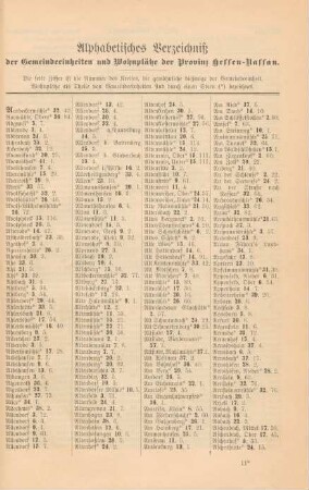 [II.] Alphabetisches Verzeichniß der Gemeindeeinheiten und Wohnplätze der Provinz Hessen-Nassau