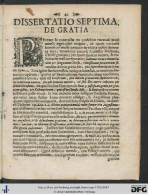 Dissertatio Septima. De Gratia