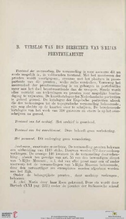B. Verslag van den directeur van's Rijks Prentenkabinet