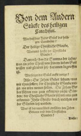 Von dem Andern Stücke des heiligen Catechismi.