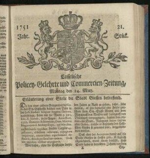 21. Stueck, Montag den 24. May 1751