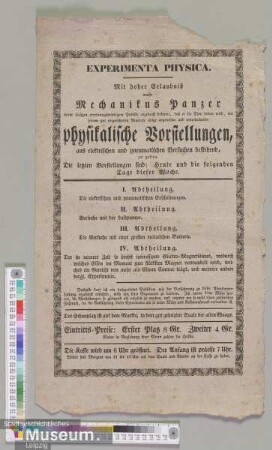 Experimenta Physica. Physikalische Vorstellungen