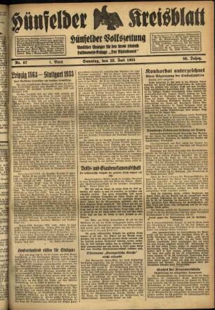 Erste Ausgabe vom Samstag, den 22. Juli 1933.
