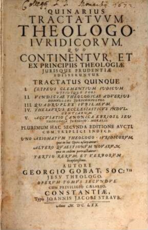 Quinarius tractatuum theologico iuridicorum