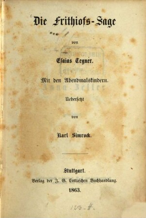 Die Frithiofs-Sage : mit den Abendmalskindern